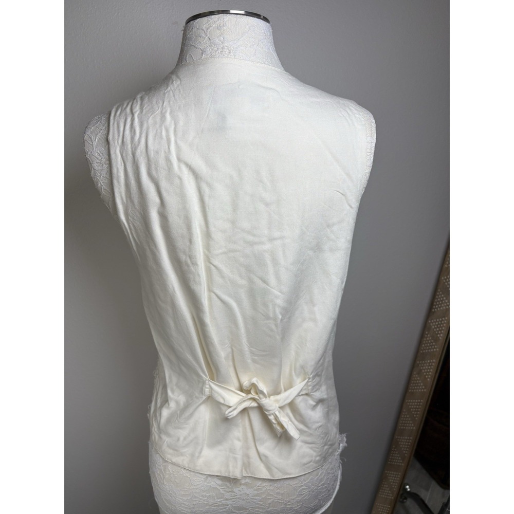Vintage Christine Parker Women M Cream Vest Cottagecore Crochet Lace - Picture 5 of 14